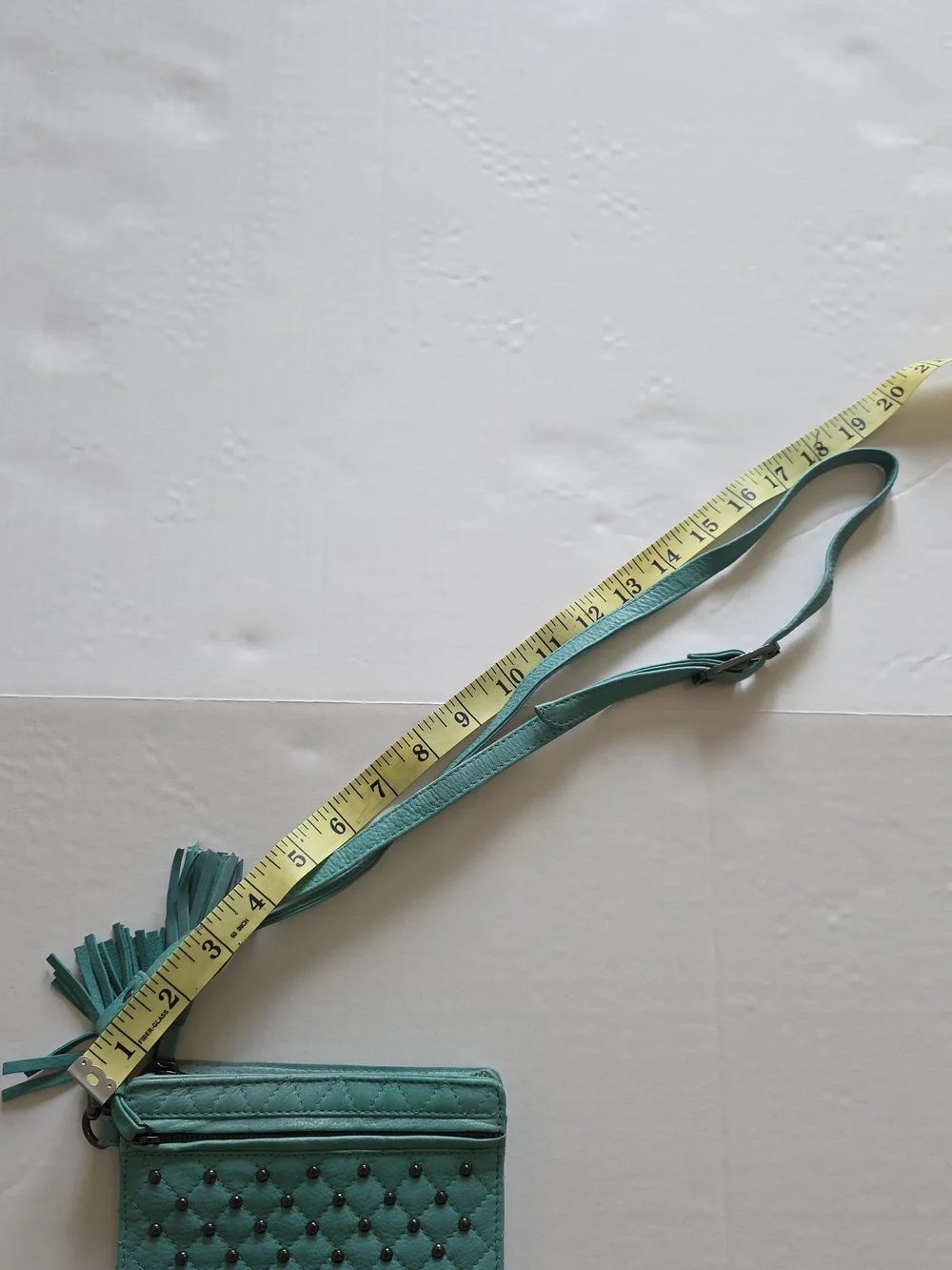 UTERQUE Turquoise Leather Crossbody Wallet Wristlet Quilted Y2K Boho-Luxe